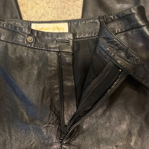 VINTAGE MARGARET GODFREY LEATHER PANTS BLACK SIZE 8 - Picture 6 of 9